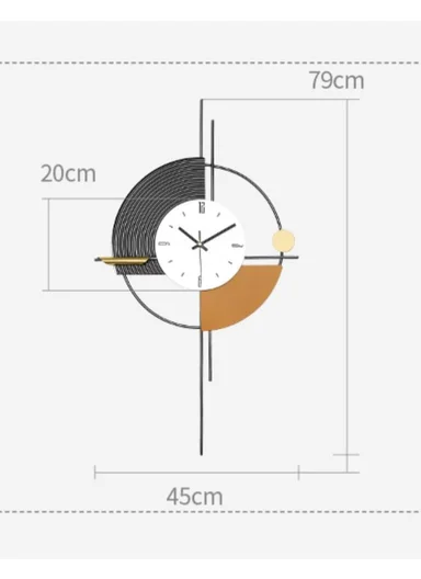 Luxury Circle Pendulum Wall Clock With Silent Quartz Movement (W45 x H79)cm BF517 - Multicolor