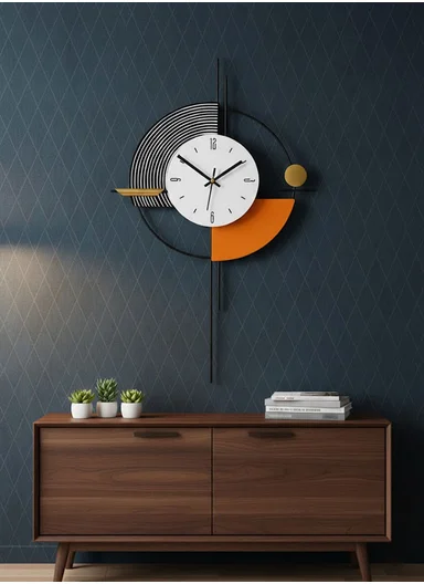 Luxury Circle Pendulum Wall Clock With Silent Quartz Movement (W45 x H79)cm BF517 - Multicolor