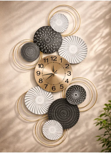 Luxury Modern Geometric Metal Wall Clock with Silent Quartz Movement (W50 × H99)cm BF486 – Multicolor
