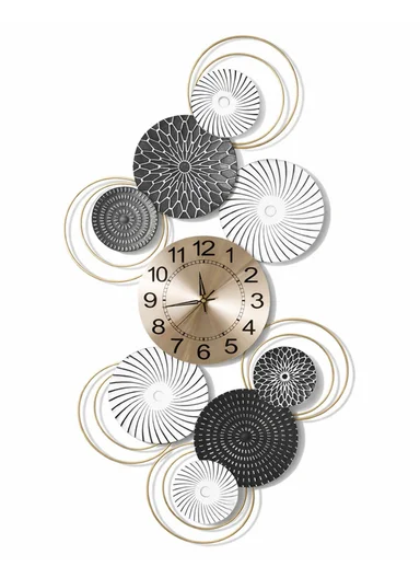 Luxury Modern Geometric Metal Wall Clock with Silent Quartz Movement (W50 × H99)cm BF486 – Multicolor