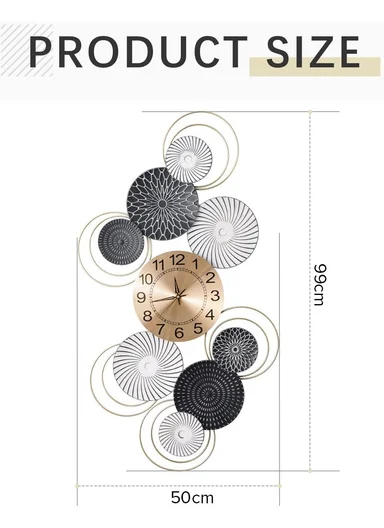 Luxury Modern Geometric Metal Wall Clock with Silent Quartz Movement (W50 × H99)cm BF486 – Multicolor