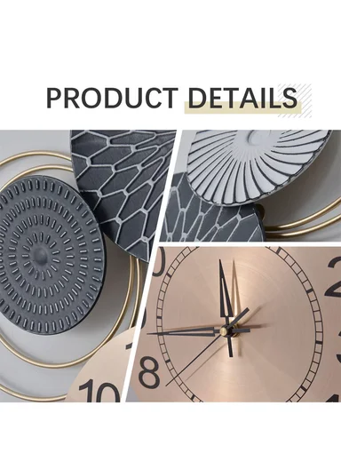 Luxury Modern Geometric Metal Wall Clock with Silent Quartz Movement (W50 × H99)cm BF486 – Multicolor