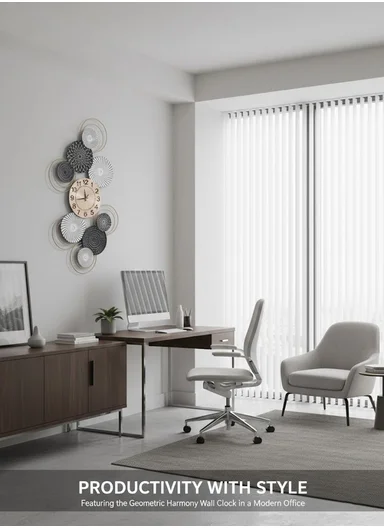 Luxury Modern Geometric Metal Wall Clock with Silent Quartz Movement (W50 × H99)cm BF486 – Multicolor