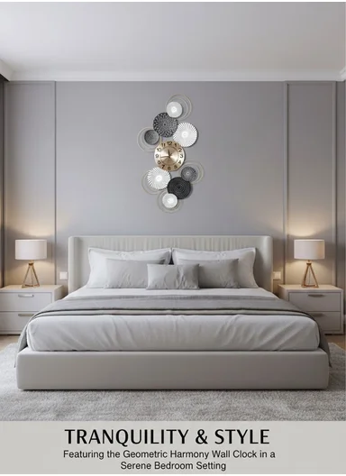 Luxury Modern Geometric Metal Wall Clock with Silent Quartz Movement (W50 × H99)cm BF486 – Multicolor