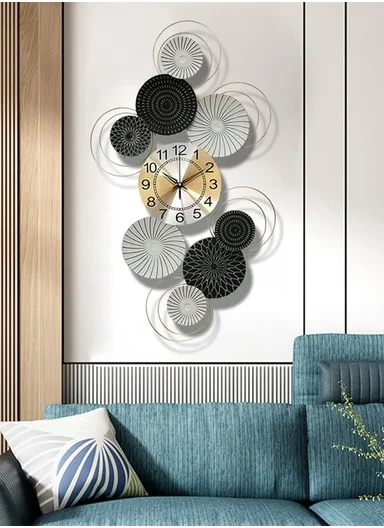 Luxury Modern Geometric Metal Wall Clock with Silent Quartz Movement (W50 × H99)cm BF486 – Multicolor