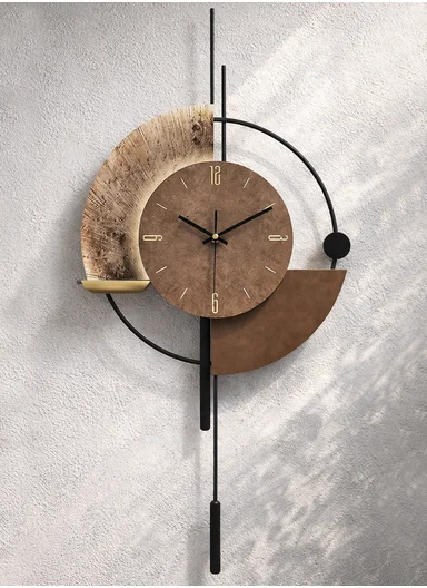 Modern Geometric Decorative Wall Clock (W42 x H80)cm BF427 - Brown