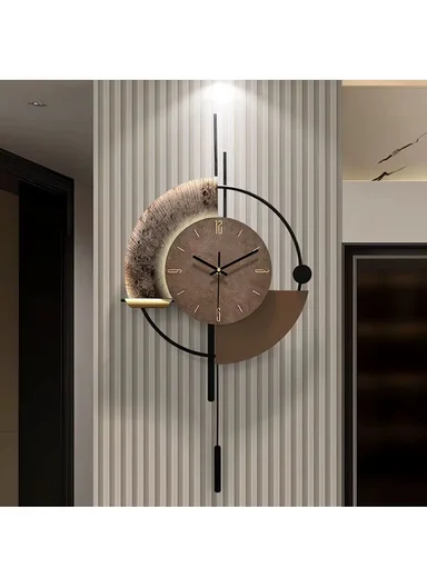 Modern Geometric Decorative Wall Clock (W42 x H80)cm BF427 - Brown