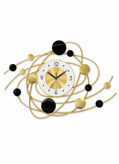 Modern Orbit Design Wall Clock with Silent Quartz Movement (W75 × H48)cm BF088 - Gold &amp; Black
