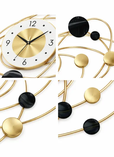 Modern Orbit Design Wall Clock with Silent Quartz Movement (W75 × H48)cm BF088 - Gold &amp; Black