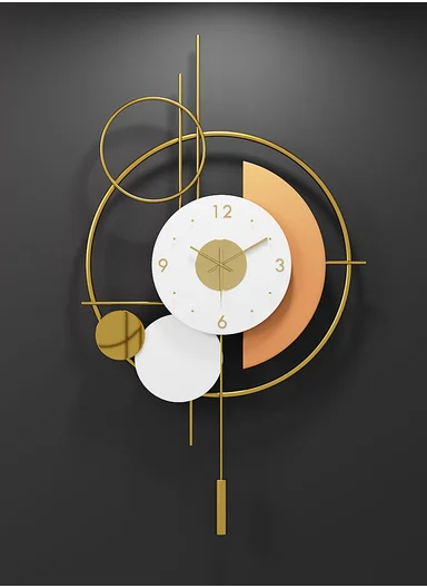 Modern Geometric Luxury Wall Clock With Silent Quartz Movement (W45 x H78)cm BF407 - Gold