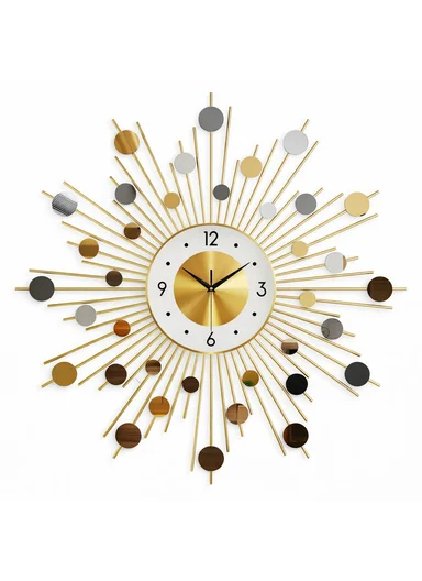 Luxury Sunburst Metal Wall Clock with Silent Quartz Movement BF346 – Gold