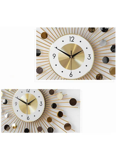 Luxury Sunburst Metal Wall Clock with Silent Quartz Movement BF346 – Gold