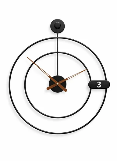 Modern Ring Design Wall Clock With Silent Quartz Movement  (W60 x H68)cm BF467 - Black