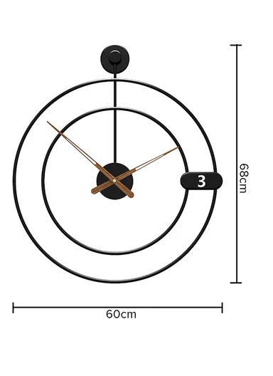 Modern Ring Design Wall Clock With Silent Quartz Movement  (W60 x H68)cm BF467 - Black