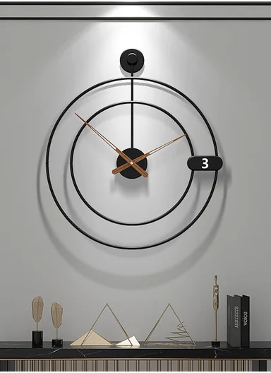 Modern Ring Design Wall Clock With Silent Quartz Movement  (W60 x H68)cm BF467 - Black