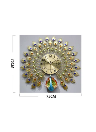 Luxury Decorative Peacock Wall Clock With Silent Quartz Movement (W75 × H75)cm BF040 - Multicolor 