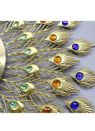 Luxury Decorative Peacock Wall Clock With Silent Quartz Movement (W75 × H75)cm BF040 - Multicolor 