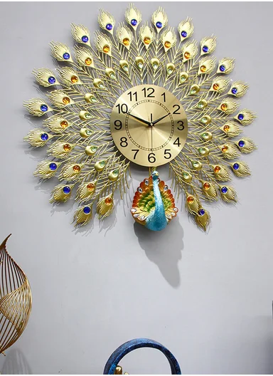 Luxury Decorative Peacock Wall Clock With Silent Quartz Movement (W75 × H75)cm BF040 - Multicolor 