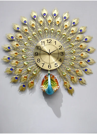Luxury Decorative Peacock Wall Clock With Silent Quartz Movement (W75 × H75)cm BF040 - Multicolor 