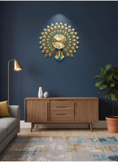Luxury Decorative Peacock Wall Clock With Silent Quartz Movement (W75 × H75)cm BF040 - Multicolor 
