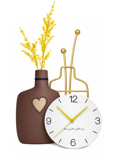 Modern Vase Design Wall Clock With Silent Quartz Movement (W44 x H84)cm BF521 - Brown
