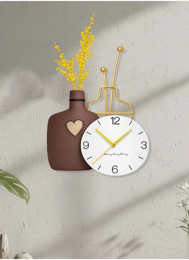 Modern Vase Design Wall Clock With Silent Quartz Movement (W44 x H84)cm BF521 - Brown