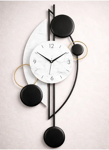 Modern Circles Pendulum Wall Clock With Silent Quartz Movement (W43 x H80)cm BF075 - Black