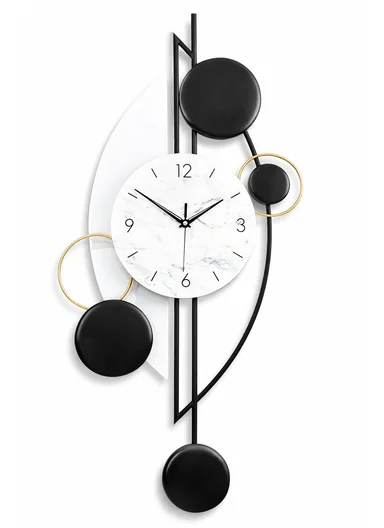 Modern Circles Pendulum Wall Clock With Silent Quartz Movement (W43 x H80)cm BF075 - Black