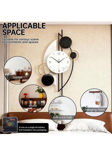 Modern Circles Pendulum Wall Clock With Silent Quartz Movement (W43 x H80)cm BF075 - Black