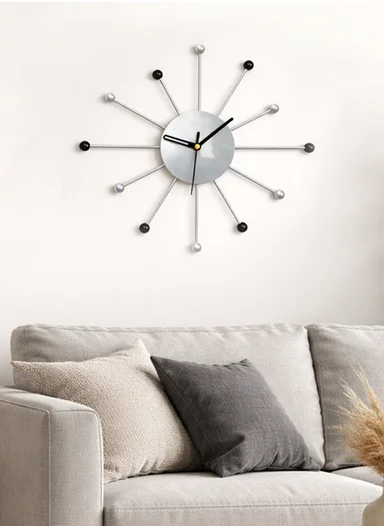 Modern Sunburst Decorative Wall Clock (W38 x H38)cm BF38004 - Grey