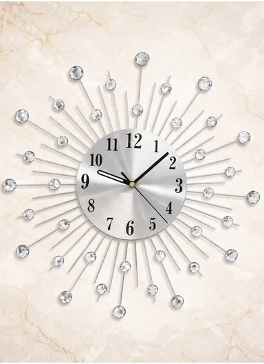 Modern Crystal Sunburst Design Wall Clock With Silent Quartz Movement (W43 x H80)cm BF38012 - Silver