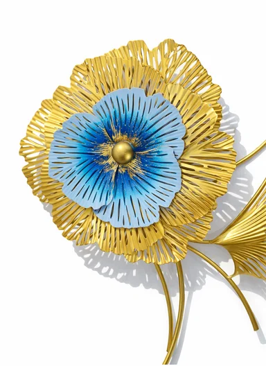 Luxury Metal Wall Art With Landscape Painting &amp; Floral Design (W150 x H60)cm BF-S001 - Gold