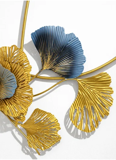 Luxury Metal Wall Art With Landscape Painting &amp; Floral Design (W150 x H60)cm BF-S001 - Gold