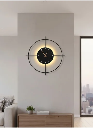 Modern Cross-Ring LED Backlit Silent Wall Clock With Remote Control BF-L001 (D50 x H50)cm - Black