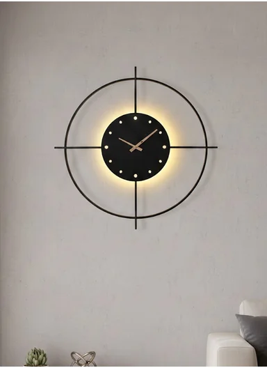Modern Cross-Ring LED Backlit Silent Wall Clock With Remote Control BF-L001 (D50 x H50)cm - Black