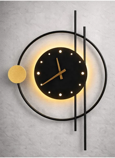Modern Multi Circles LED Backlit Silent Wall Clock With Remote Control BF-L001 (D41 x H59)cm BF-L002B - Black