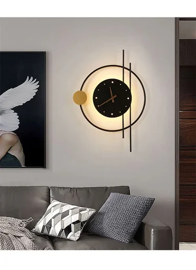 Modern Multi Circles LED Backlit Silent Wall Clock With Remote Control BF-L001 (D41 x H59)cm BF-L002B - Black