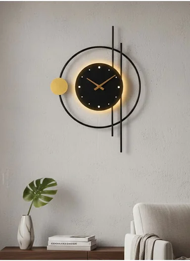 Modern Multi Circles LED Backlit Silent Wall Clock With Remote Control BF-L001 (D41 x H59)cm BF-L002B - Black
