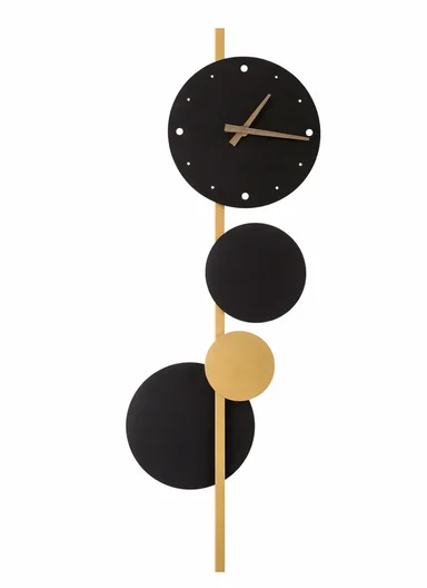Modern Silent LED Backlit Decorative Wall Clock With Adjustable Brightness (W29 x H71)cm BF-L004 - Black &amp; Gold