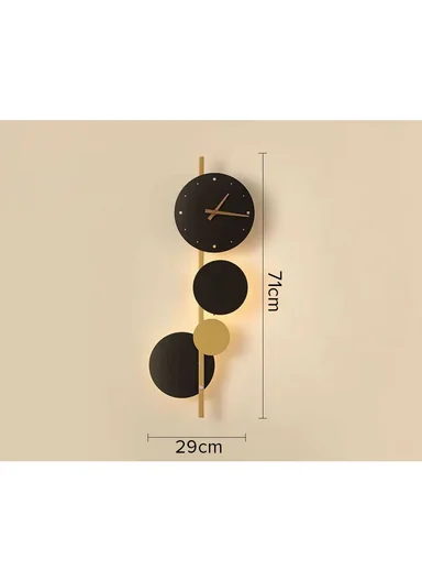 Modern Silent LED Backlit Decorative Wall Clock With Adjustable Brightness (W29 x H71)cm BF-L004 - Black &amp; Gold