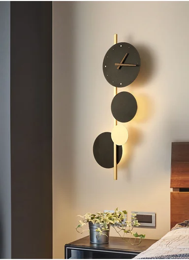 Modern Silent LED Backlit Decorative Wall Clock With Adjustable Brightness (W29 x H71)cm BF-L004 - Black &amp; Gold