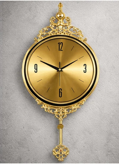 Luxury Classic Pendulum Wall Clock With Silent Quartz Movement (D32 × H66)cm BF362T- Gold