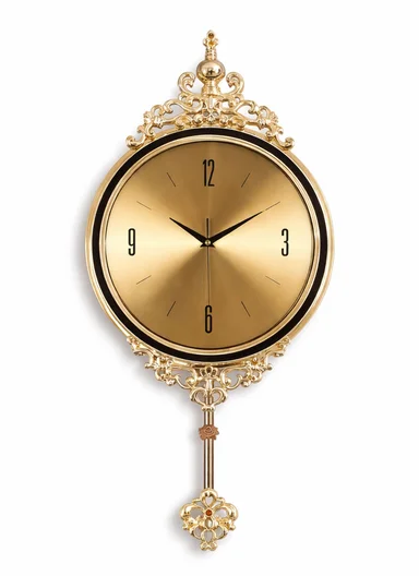 Luxury Classic Pendulum Wall Clock With Silent Quartz Movement (D32 × H66)cm BF362T- Gold