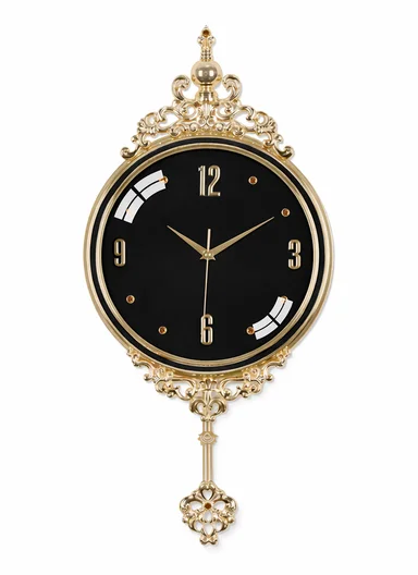 Luxury Classic Pendulum Wall Clock with Silent Quartz Movement (D32 × H66)cm BF362H - Black