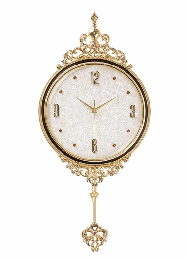 Luxury Classic Pendulum Wall Clock with Silent Quartz Movement (D32 × H66)cm BF362BKB - White