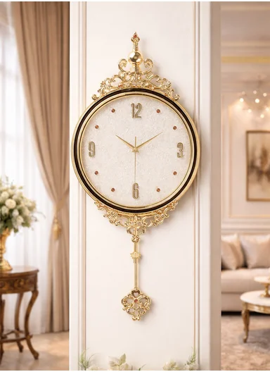 Luxury Classic Pendulum Wall Clock with Silent Quartz Movement (D32 × H66)cm BF362BKB - White