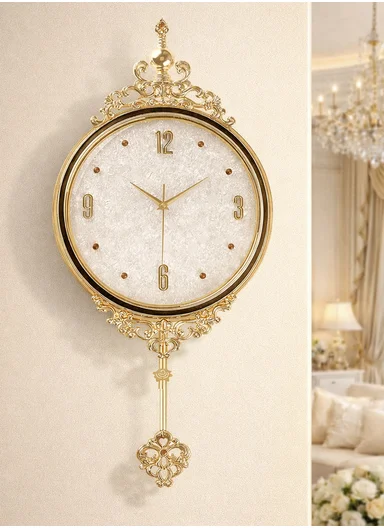 Luxury Classic Pendulum Wall Clock with Silent Quartz Movement (D32 × H66)cm BF362BKB - White