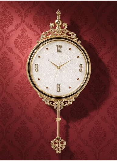 Luxury Classic Pendulum Wall Clock with Silent Quartz Movement (D32 × H66)cm BF362BKB - White
