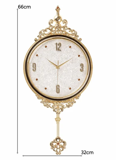 Luxury Classic Pendulum Wall Clock with Silent Quartz Movement (D32 × H66)cm BF362BKB - White