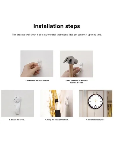 Luxury Classic Pendulum Wall Clock with Silent Quartz Movement (D32 × H66)cm BF362BKB - White